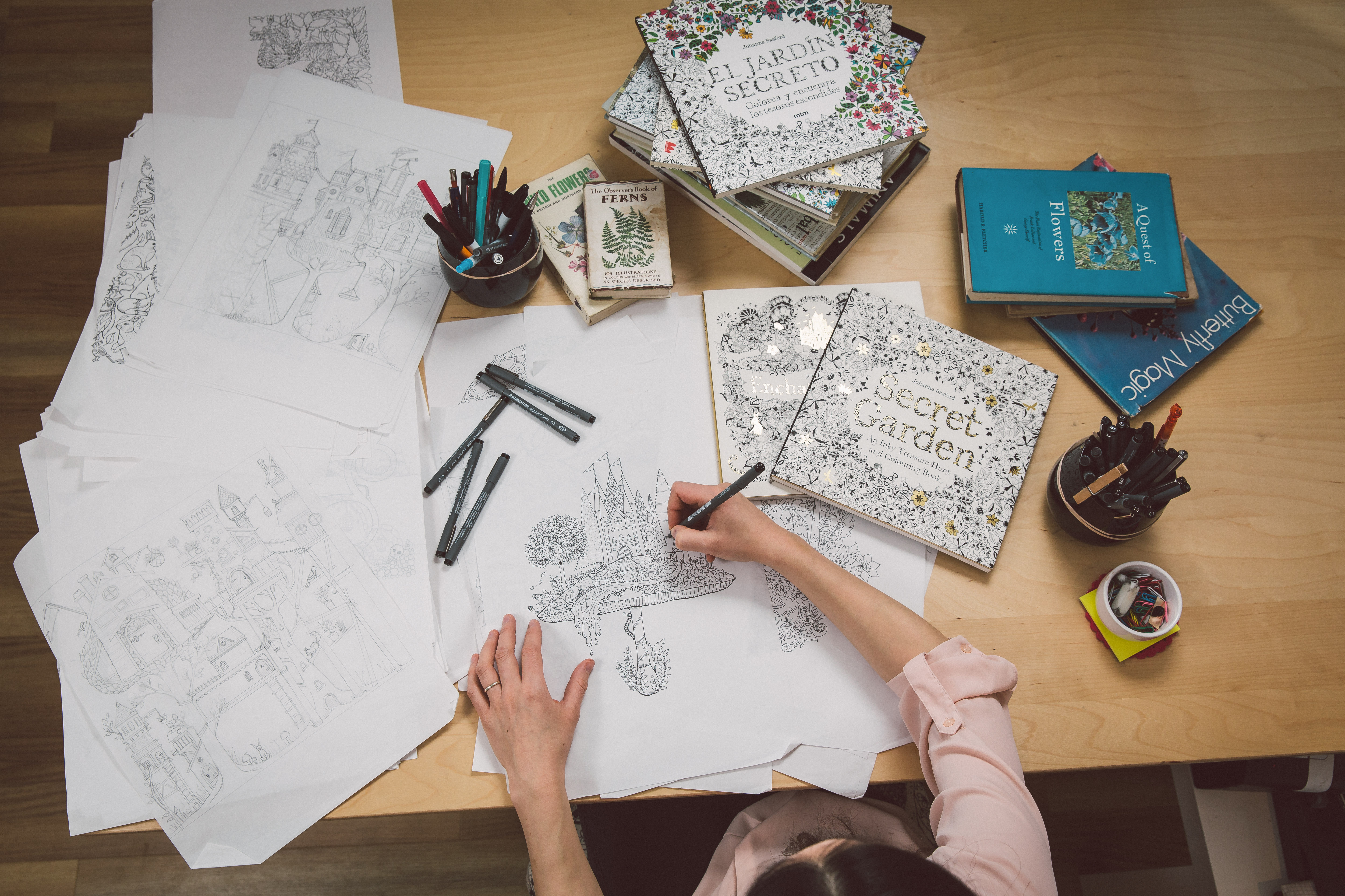 Whimsical coloring books for grown-ups are a hit
