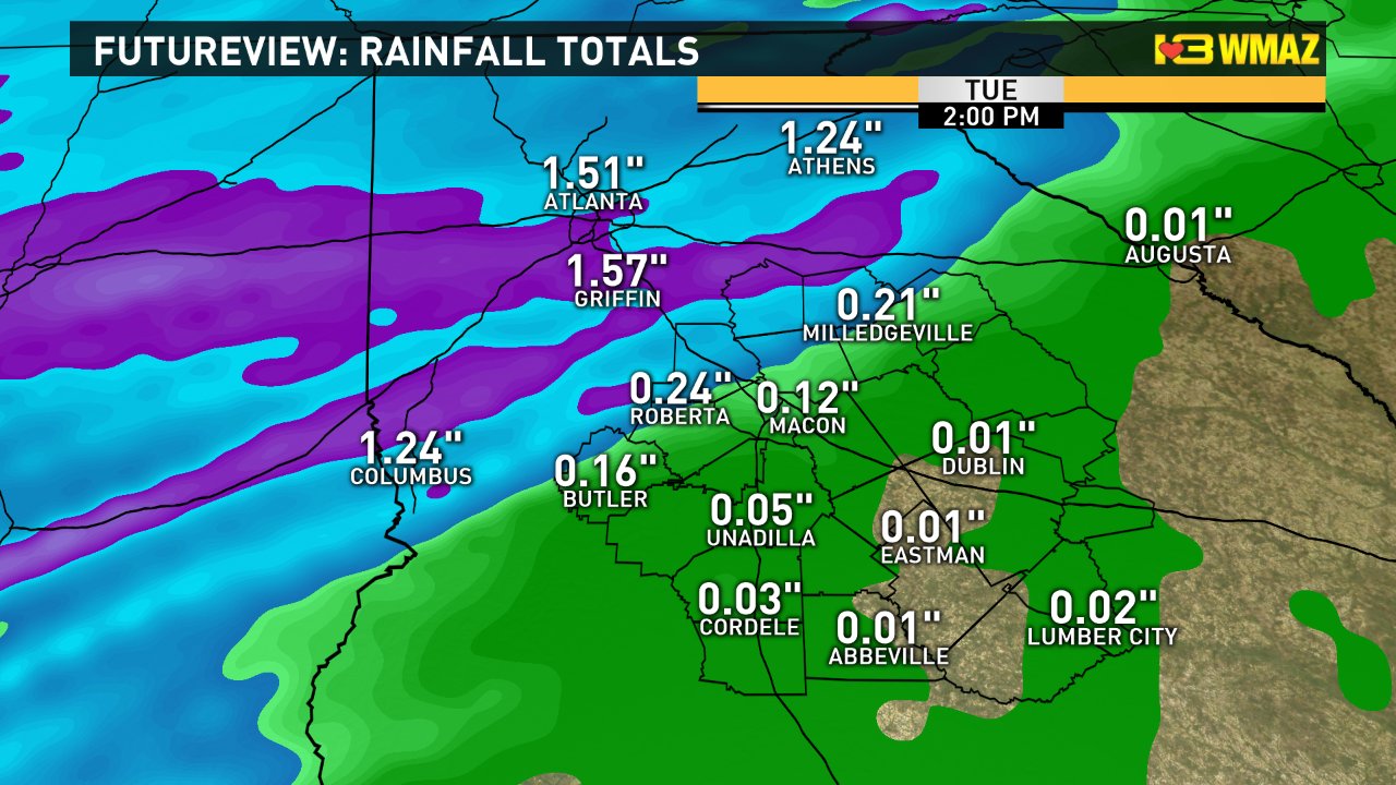 Coming soon to central Ga.: RAIN! | 13wmaz.com